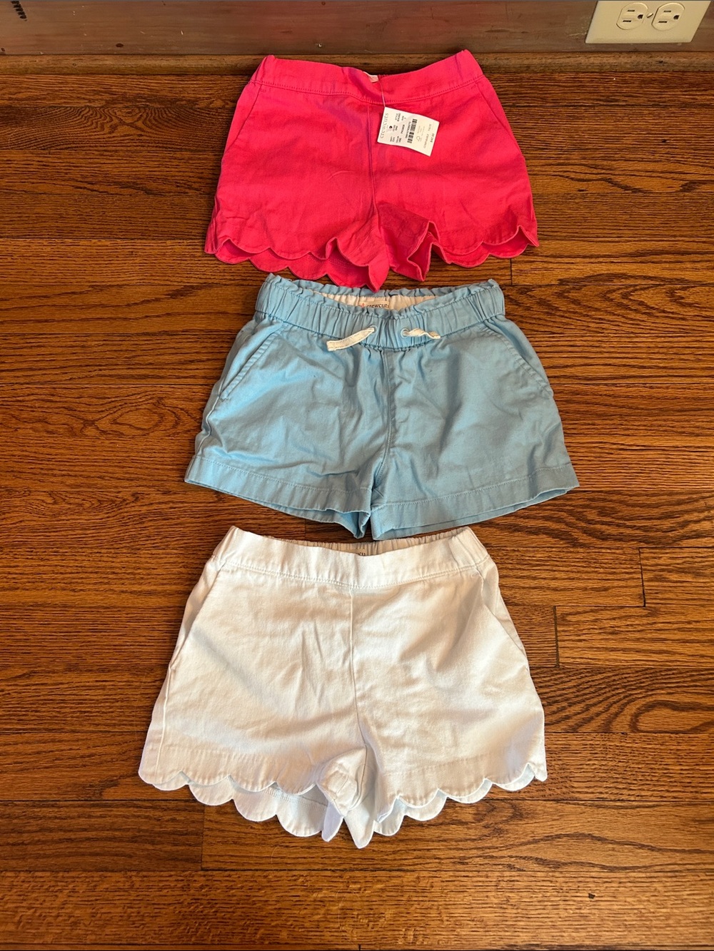 J. Crew Factory Girls Shorts Trio - Hot Pink, Light Blue, White ALL SZ 7